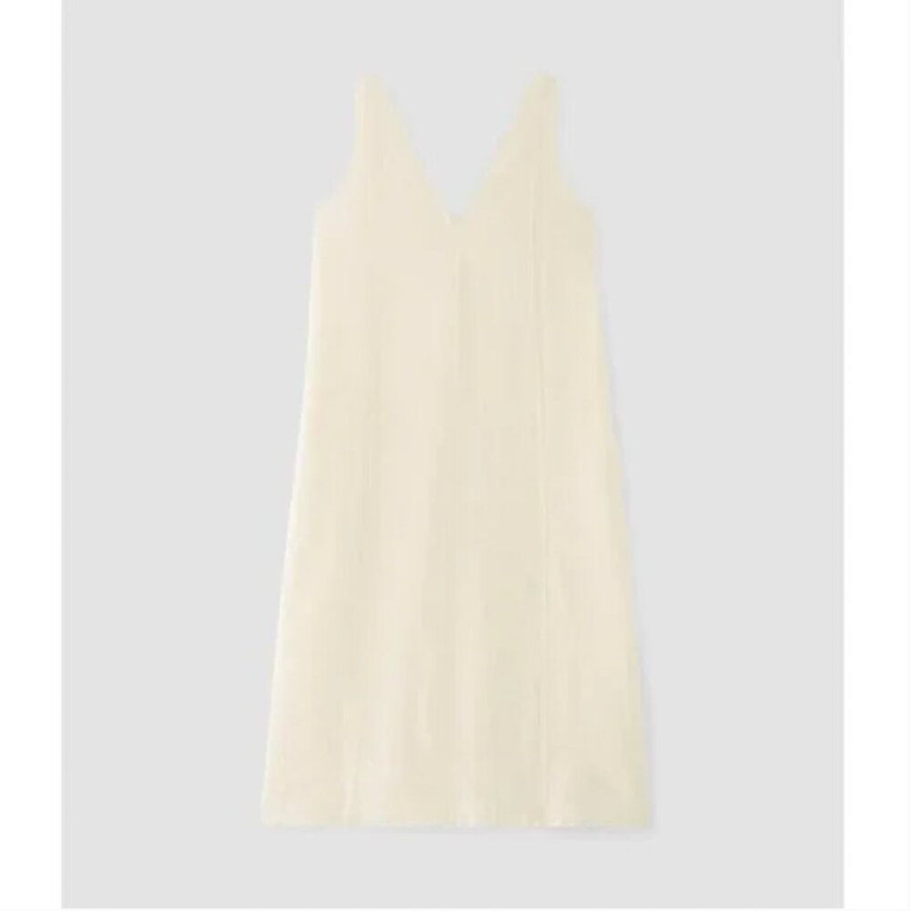 NEW Everlane The Linen V-Neck Midi Dress Womens 2 Bone - Picture 6 of 12
